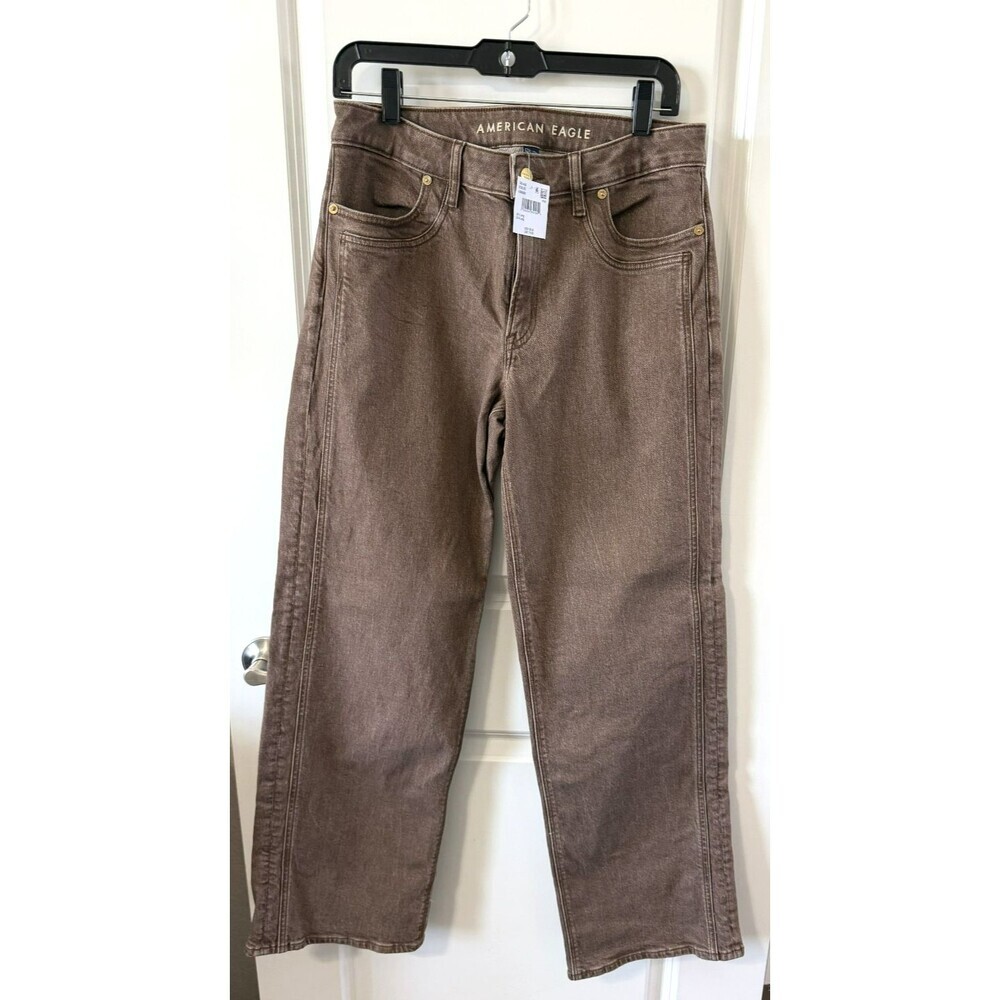 NWT American Eagle Stovepipe Jeans Womens 6L Brown High Rise Stretch Boho